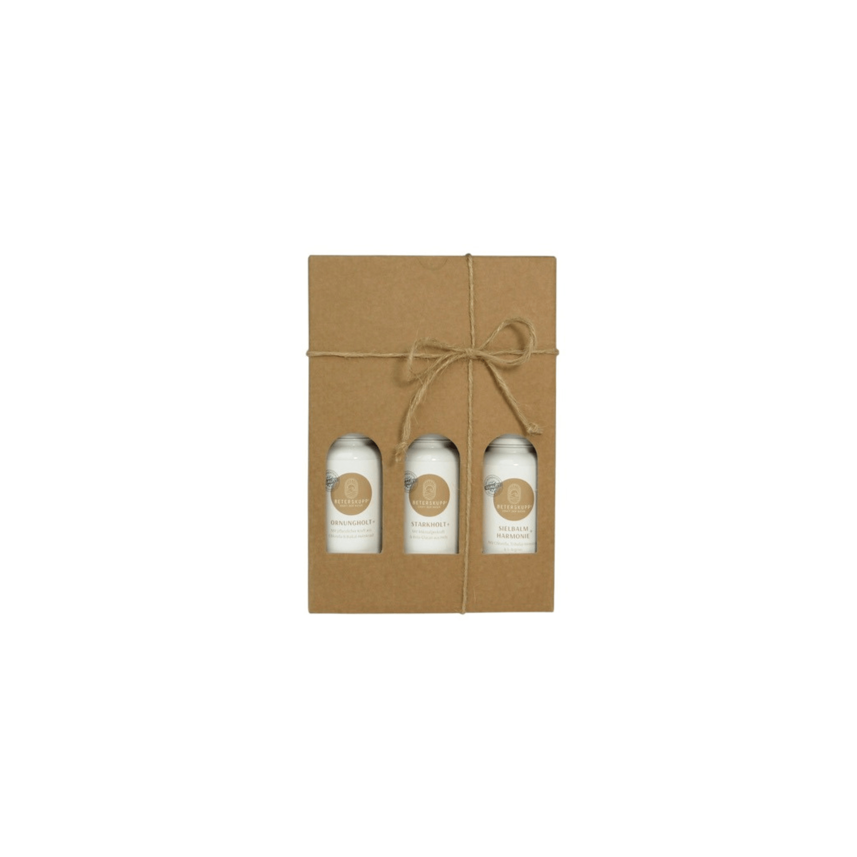 Geschenbox L_3-6 Behälter_Beterskupp-Stil_Kraftpapier_Holzwolle_Juteband