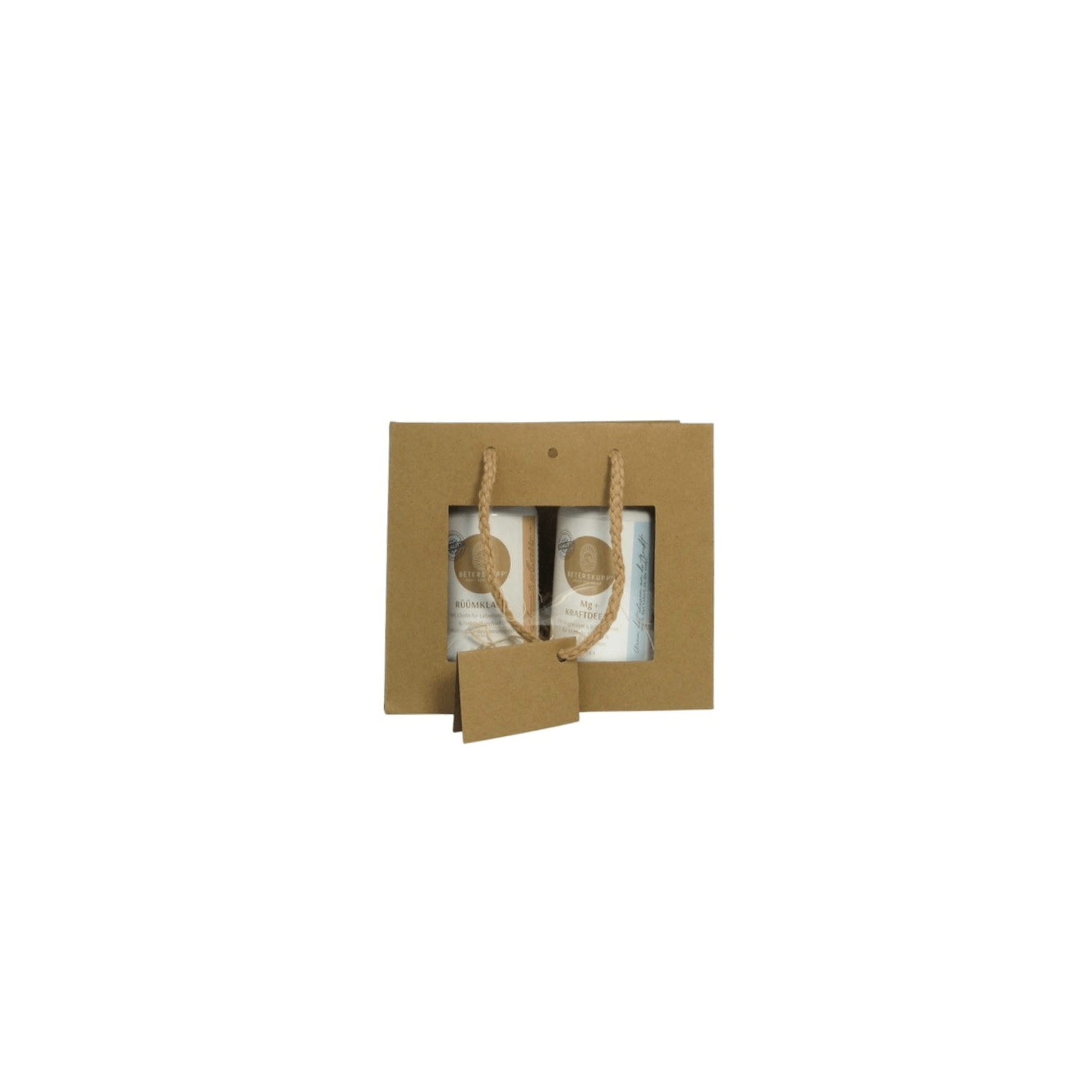 Geschenktüte S_Beterskupp-Stil_Kraftpapier_Holzwolle_Juteband