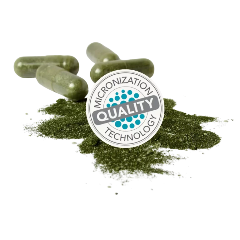 Beterskupp® Kapsel geöffnet Inhalt Sielbalm Harmonie+ und Mikronisation-Quality Logo
